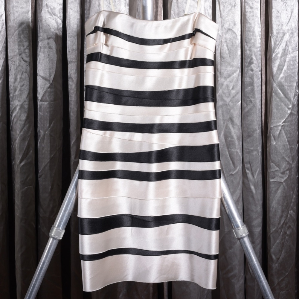 Strapless silk tiered cocktail dress